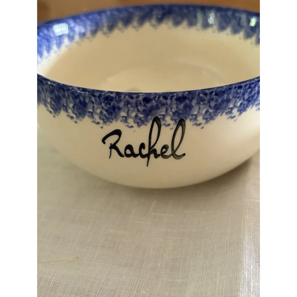 French Folk Art Breton Bowls And Cafe Any Lait Cup Handpainted And Signed Blue